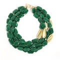 Collana multistrato in acrilico verde smeraldo con trama marmorea e dettagli dorati - Verde (X-1216)