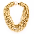 Handmade multi-layer gold beaded necklace for women featuring a stylish toggle clasp - Multilayer Gold Beaded Necklace (X-1187)