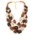 Collana multistrato retrò in perle di legno con accenti dorati in stile Maillard - Stile Multistrato Retrò Bohémien (X-1258)