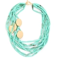 Collana multistrato in tubi acrilici verde menta con texture marmorea e dettagli dorati - Stile con trama marmorea multistrato verde menta (X-1171)
