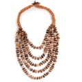 Collier vintage style Maillard avec perles marron fait main à plusieurs couches - Style Perlé à 5 Couches Marron (X-1486)