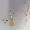 Detalle de collar de cadena de serpiente con perlas barrocas y colgante de ojo turco, 45+5cm - DN003 Estilo de Cadena de Cruz de Perlas
