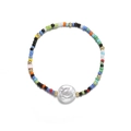 Dettaglio del bracciale boho con perline multicolore e una grande perla barocca bianca - Mix Multicolore (SB004-C)