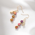 Orecchini pendenti artigianali iridescenti con ciondoli a cuore dorati e perle colorate - Stile Cuore Iridescente (DE042-D)