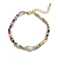 Bracciale di perline colorate stile boho con catena dorata e perla barocca - Stile a Doppio Strato con Perla Barocca (SB015-B珍珠)