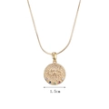 Detail showing 1.5cm evil eye pendant with colorful zircons and hammered gold finish - Evil Eye Round Plate (1.5cm) / Gold (Small Eye)