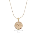 Detail of 2cm gold coin pendant with evil eye motif and five multicolored gemstones - Large Evil Eye Round Plate (2cm) / Gold (Large Eye)