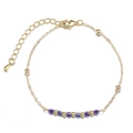 Bracciale in acciaio inossidabile dorato con perline d'oro e pietre cubiche viola alternate - Blu