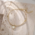 Elegant 14k gold-plated chain bracelet with heart-shaped cat eye stone pendant - 14K Gold Heart Cat's Eye Style
