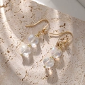 Französische Retro-Herzohrringe in Gold mit Zirkon und schillernden Kristallanhängern - Französischer Herz-Hänger Stil (DE047-C)