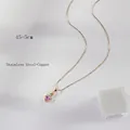Goldene Edelstahl-Schlangenkette mit Herzanhänger aus rosa Katzenauge-Stein - Herzanhänger / Goldene Rosa Lila Herz Anhänger Halskette