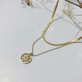 Macro-detail van goudkleurige dubbellaagse kompas hanger en slangenketting set - Kompasroos (DN087)