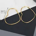 Minimalist gold-finished stainless steel heart hoop earrings with a 2.7cm outer diameter - Heart Hoop Style / 2.7cm / Gold