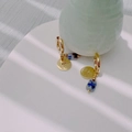 Collar mal de ojo bañado en oro 18k con colgante de piedra natural en soporte blanco - Pendientes / Dorado