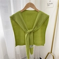 Bright green cashmere knitted shawl wrap featuring a front tie knot design for women - Light Green