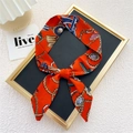 Élégant foulard en soie orange avec imprimé chaîne équestre pour sacs et cheveux - 29 Noeud de Corde Rouge Orangé