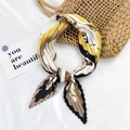 Pleated square scarf featuring yellow and white chain prints in a stylish bow knot - Golden Carriage