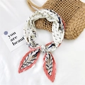 Pleated silk scarf with polka dots and stripes in coral pink, blue and white colors - Architecture Dots Pink