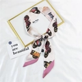 Elegant cream-colored hair ribbon with butterfly prints and pink contrast edges - 2D Butterfly Pink Edge