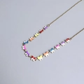 Detail of 18K gold chain necklace with colorful enamel butterfly charms and fine texture - Style 172 Butterfly Necklace