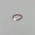 Bague élastique faite main avec perles facettées violettes et breloque cœur blanc - Diamètre Intérieur 17-18mm / Style G Coquillage Cœur (DR006-zi-G)