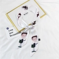 Narrow silk hair ribbon with cartoon boy print on a clean white background - 15D Crew Cut Glasses Man