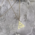 Detailed close-up of 18K gold-plated Evil Eye pendant with hollow triangle design - Hollow Triangle All-Seeing Eye Style (DN192-173)