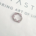 Handmade elastic bead ring featuring a pink heart stone and silver metallic beads - Inner Diameter 17-18mm / Steel/Pink Heart Cat's Eye