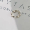 Baroque pearl and silver bead elastic ring with a vintage aesthetic for women - Inner Diameter 17-18mm / Steel/Pearl
