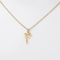 Minimalist 18K gold plated titanium steel necklace featuring a tropical coconut tree pendant - Coconut Tree - Gold (DN211)