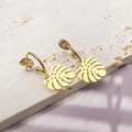 Pendientes de hoja de Monstera en acero inoxidable bañados en oro de 18K sobre piedra - Estilo Hoja (DE127 Hoja)