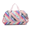Borsa da viaggio arcobaleno capiente con scomparto per scarpe per palestra, sport e yoga - Stile a Pois Arcobaleno / Rosa