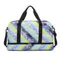 Grande borsa da viaggio con sfumatura stellata giallo blu viola e scomparto per scarpe - Stile Galassia Stellata Magica / Nero