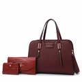 Set 3 pezzi borse bordeaux composto da borsa a mano, pochette a coccodrillo e portafoglio - Rosso Vino Set di Borse