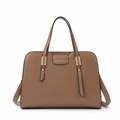 Brown large capacity tote bag with lychee pattern leather and adjustable shoulder strap - Khaki Single Bag