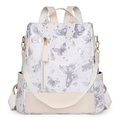 Sac à dos chic à motif papillon en similicuir blanc avec des ferrures dorées élégantes - Violet