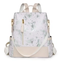 Sac à dos beige imprimé papillon avec fermeture éclair dorée et bretelles réglables - Vert