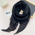 Solid black diamond silk scarf for women made of breathable lightweight chiffon fabric - Irregular Rhombus / Black