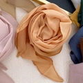Solid color diamond-shaped scarf in soft orange pink made of breathable cotton linen fabric - Irregular Rhombus / Orange