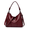 Deep red crossbody bag for women with litchi texture and silver kangaroo logo detail - Red