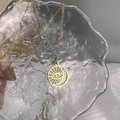 18K Goldkette mit hohlem bösen Blick und Mondsichel-Anhänger auf einer Gliederkette - Sichelmond Böser Blick Stil (DN192-104)