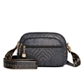Borsa a tracolla vintage nera con stampa nuvola dorata e ampia tracolla in tessuto - Nero