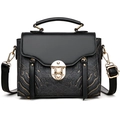 Elegante schwarze Handtasche aus Leder mit goldenem Wolkenmuster und Metallverschluss - Schwarz