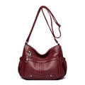 Sac à bandoulière bordeaux pour femme à poches multiples en similicuir grainé avec sangle réglable - Bordeaux