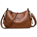 Sac à main bandoulière marron en similicuir avec texture grainée et logo kangourou en métal - Marron