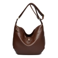 Borsa hobo in pelle martellata testa di moro con tracolla regolabile e dettagli in metallo oro - Marrone
