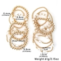 Detailed view of 13-piece layered bead bracelets with faux pearls and gold beads size specs - 13-Piece Pearl And Gold Beads Set (S-282)