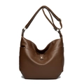 Borsa hobo in pelle testa di moro con trama martellata e tracolla regolabile - Marrone