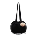 Borsa tote in velluto a coste nero con coulisse e ciondolo a forma di orsetto - Nero Con Pendente