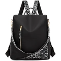 Mochila antirrobo para mujer en tela Oxford con estampado de leopardo y cremalleras - Leopardo Gris Negro